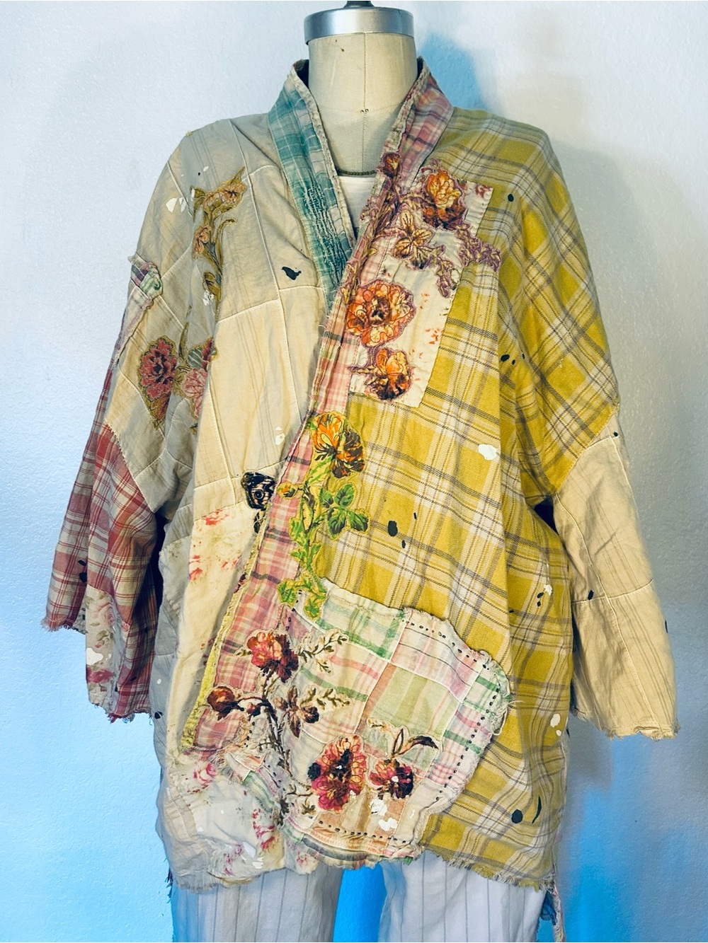 Magnolia Pearl Bohemian Patchwork Plaid Kimono O/S